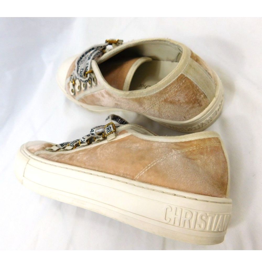 Christian Dior Peach Velvet Low Top Sneakers Walk 'N' Dior 38 - Picture 8 of 14